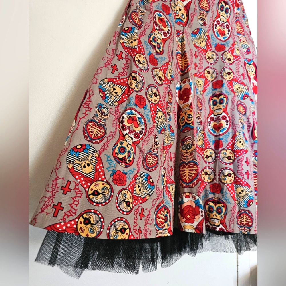 Matryoshka Pattern Pinup Halter Dress Banned Apparel Size S